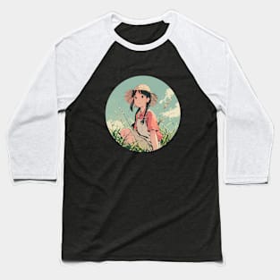 Girl With Strawhat Baseball T-Shirt